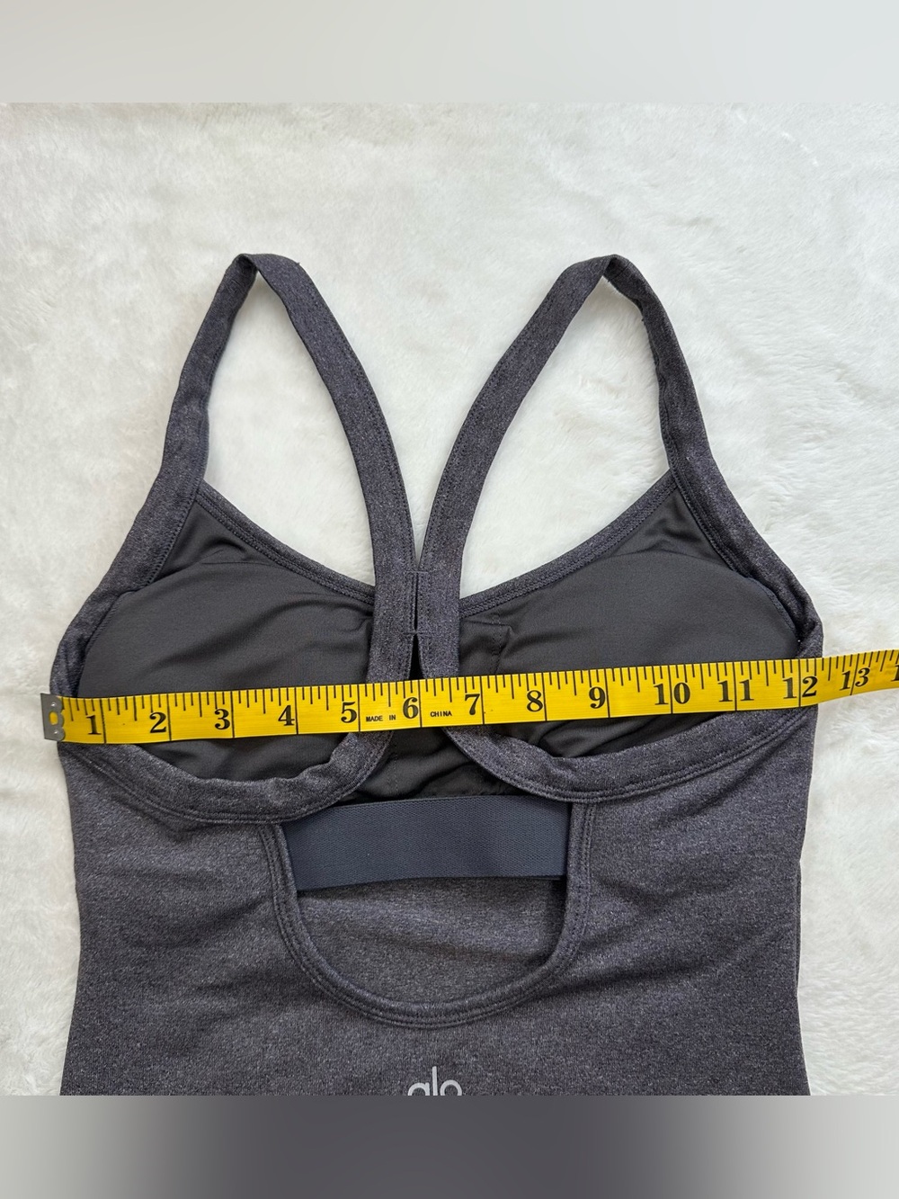 ALO Yoga Charcoal Black Racerback Tank with Built-In Bra - XXS - Picture 7 of 8